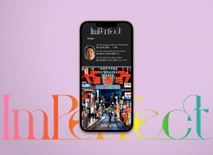 Ein Profil aus der fiktiven ImPerfect App. Auf dem Beitragsbild ist ein Junge in einer japanischen Großstadt zu sehen